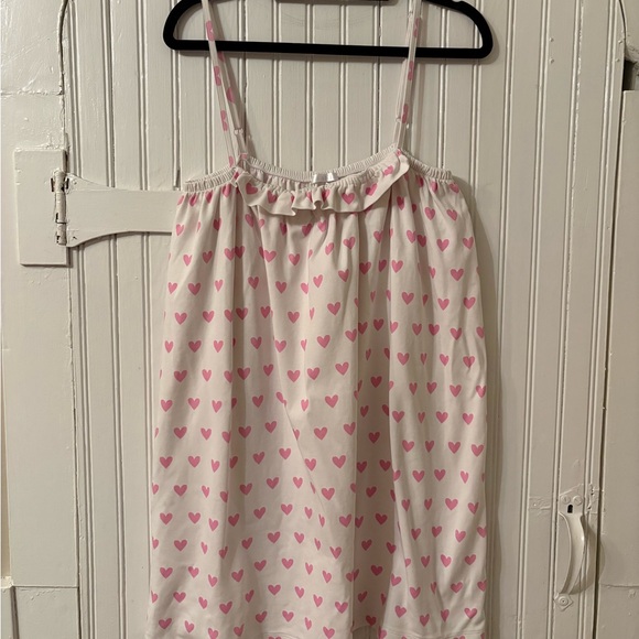 Lake Pajamas Pink & White Heart Print Pima Ruffle Nightgown Size M - Picture 7 of 7